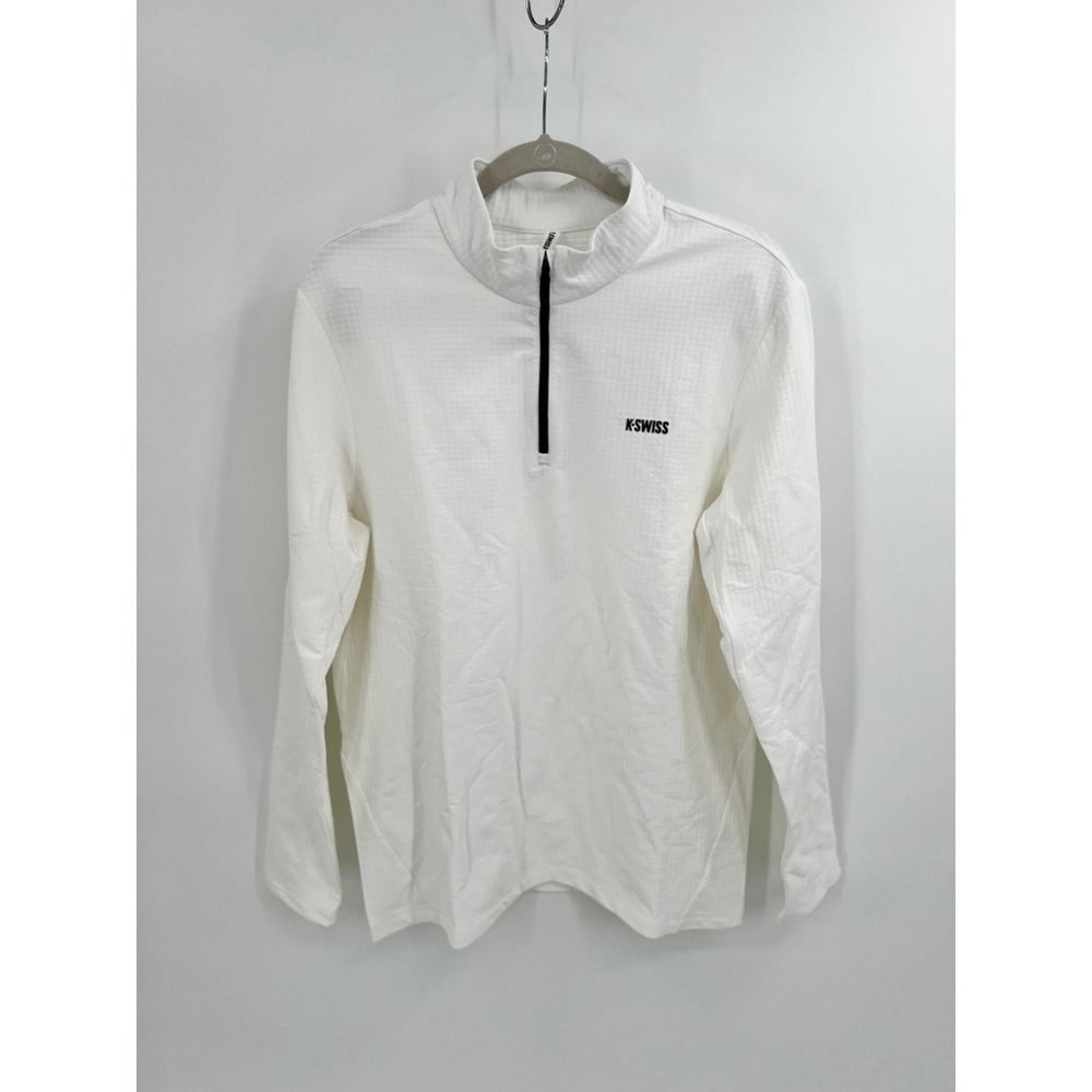 NWT‎ K-Swiss Men's White Quarter Zip Performance Pullover Size Medium